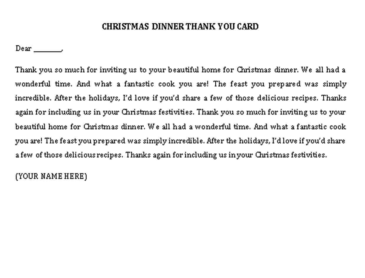 CHRISTMAS DINNER THANK YOU CARD