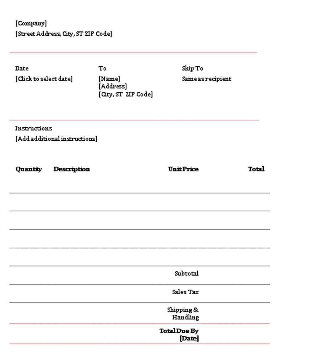 Contractor Invoice Word Free Download