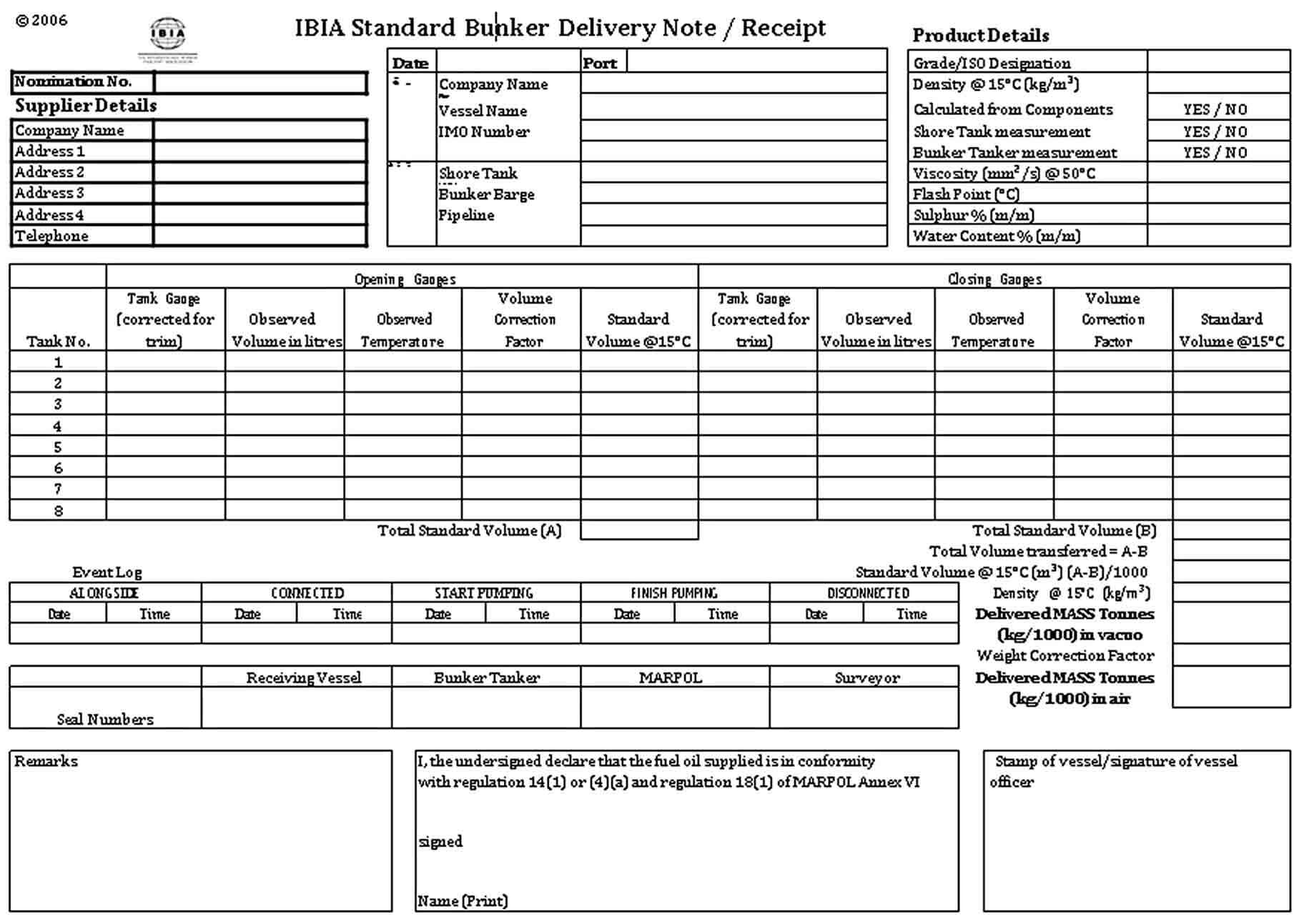 Delivery Note Receipt PDF Download