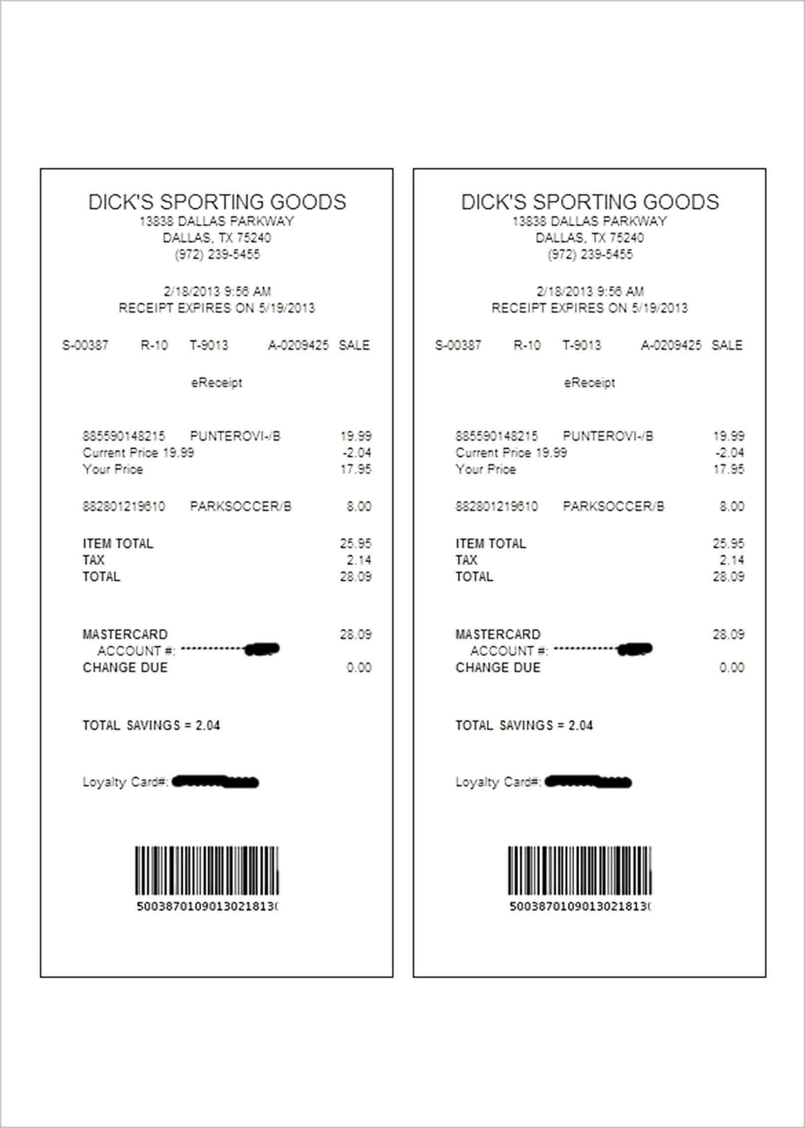 Format of Electronic Receipt