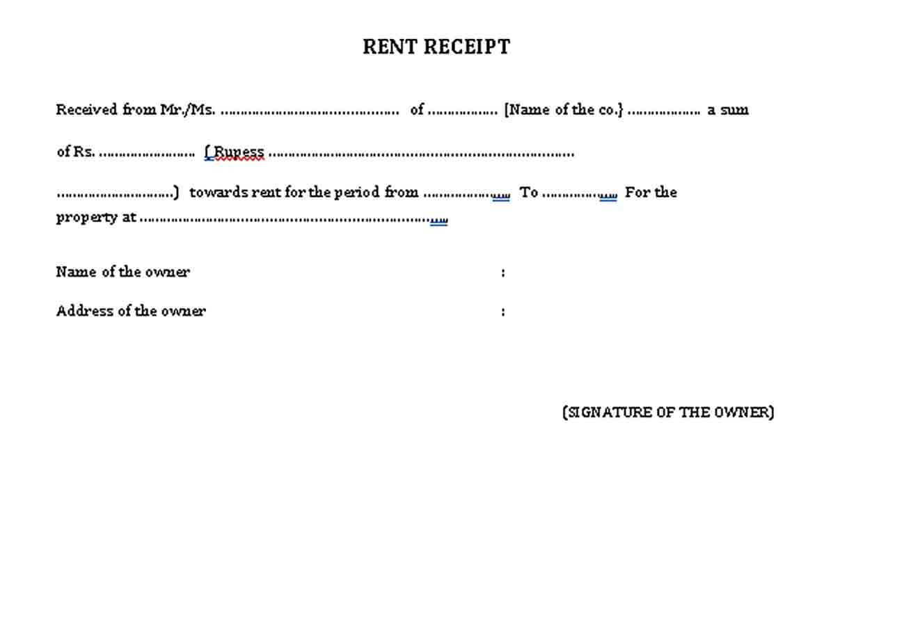 Generic Rent Receipt Template