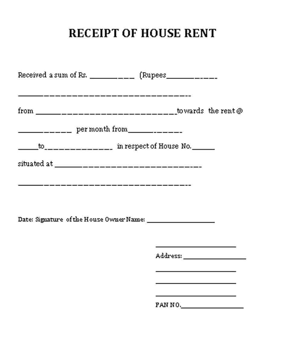 House Rent Receipt Template 3