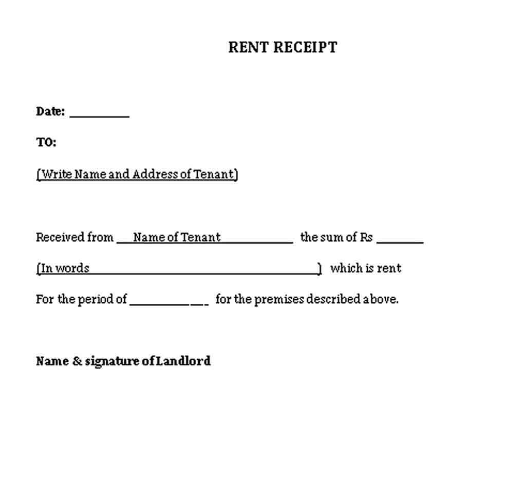 Rental Receipt Format DOc Free Download