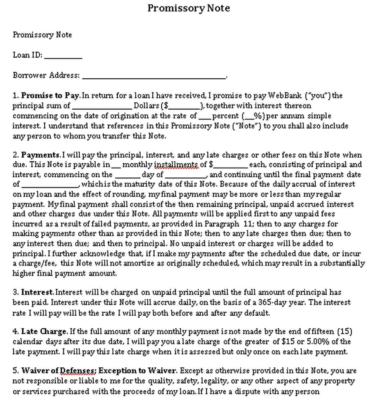 Small Business Promissory Note Format