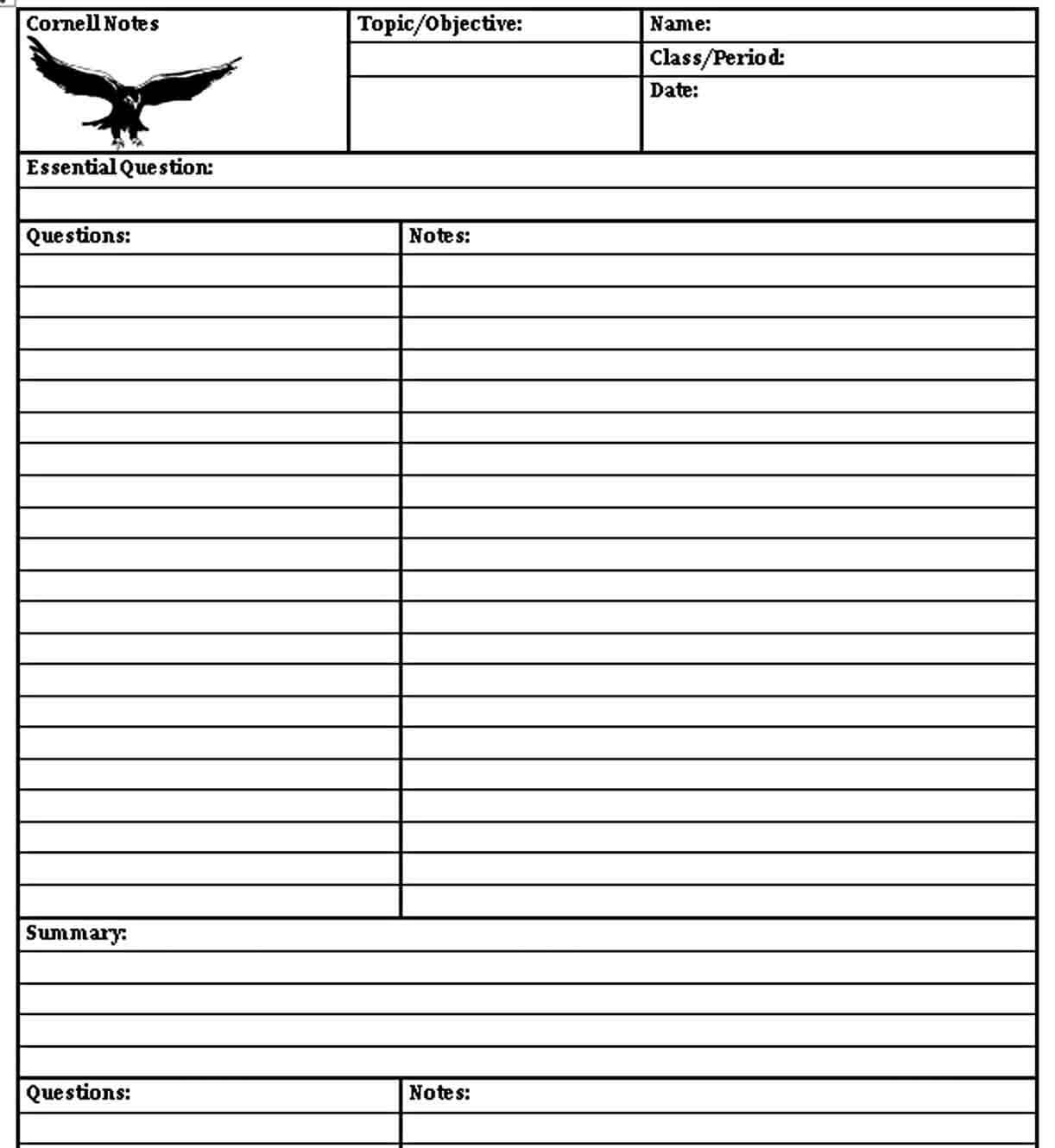 high school cornell notes template