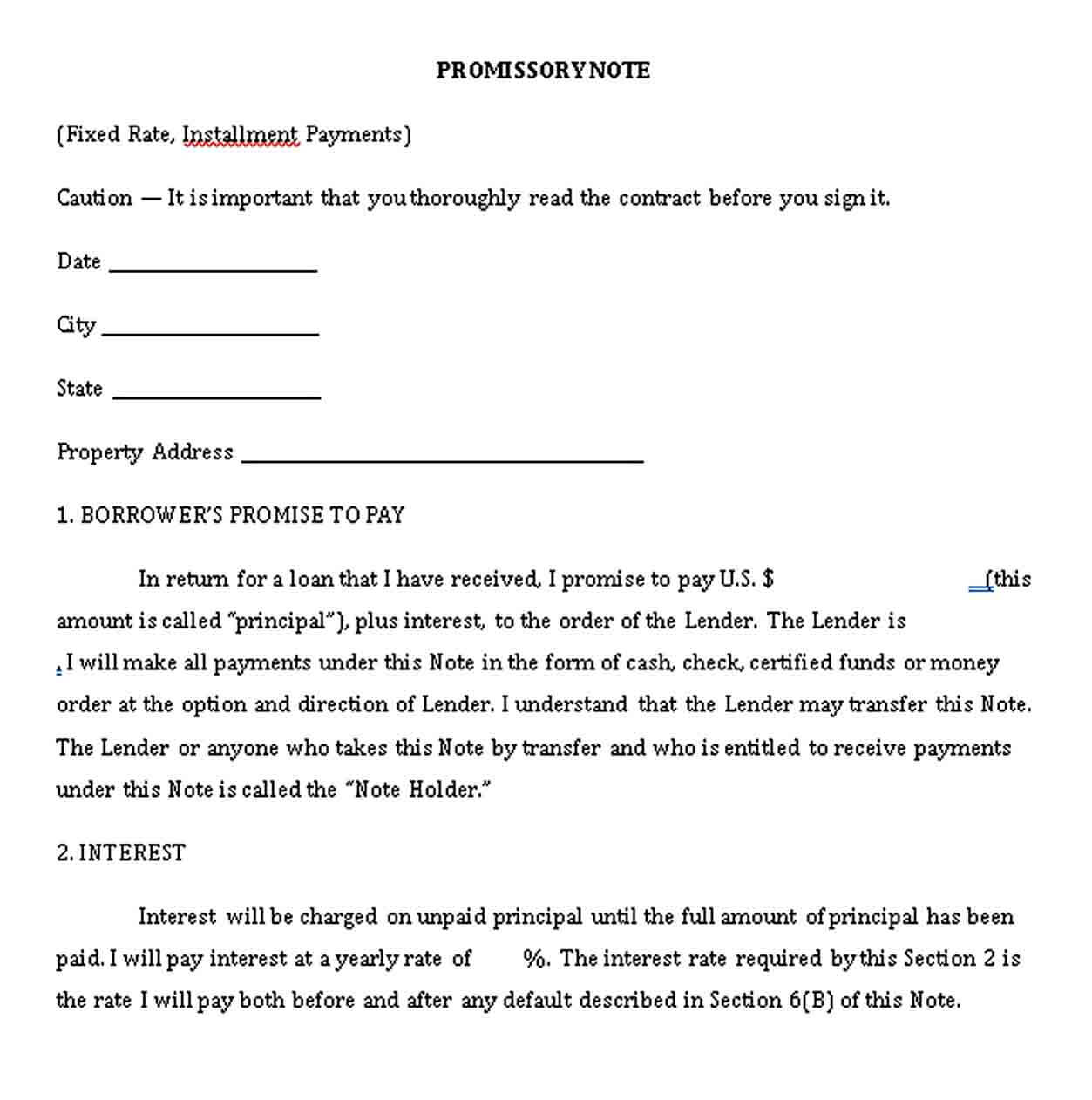 unsecured promissory note form