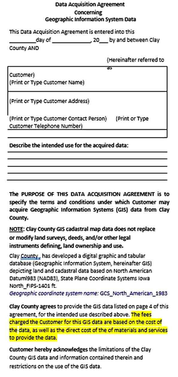 Data Acquisition Agreement Template