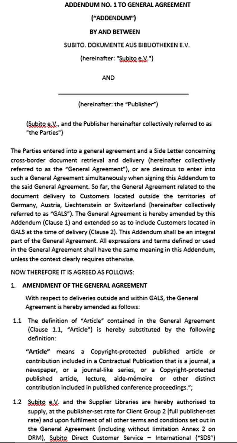 General Addendum Agreement Template