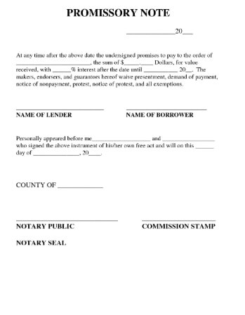 Promissory Note Checklist Template