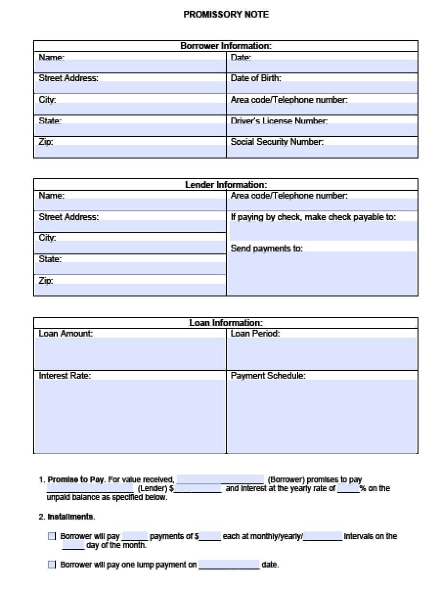 Promissory Note Checklist Template2