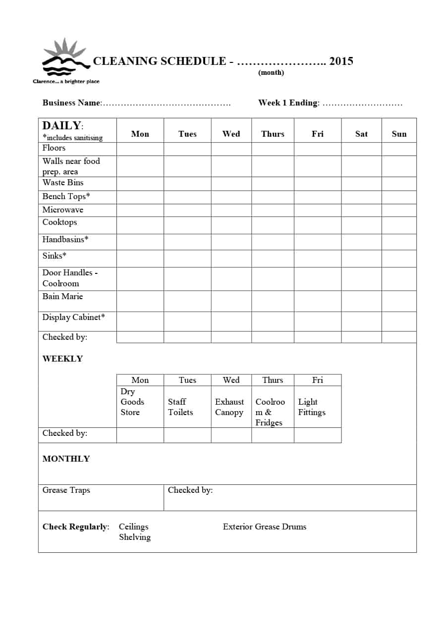 Residential Cleaning Checklist Templates