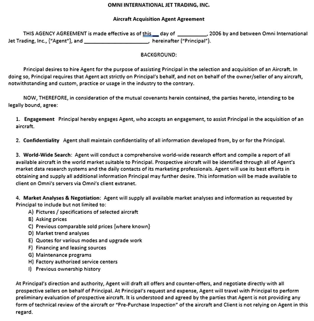 Sample Agent Agreement Template