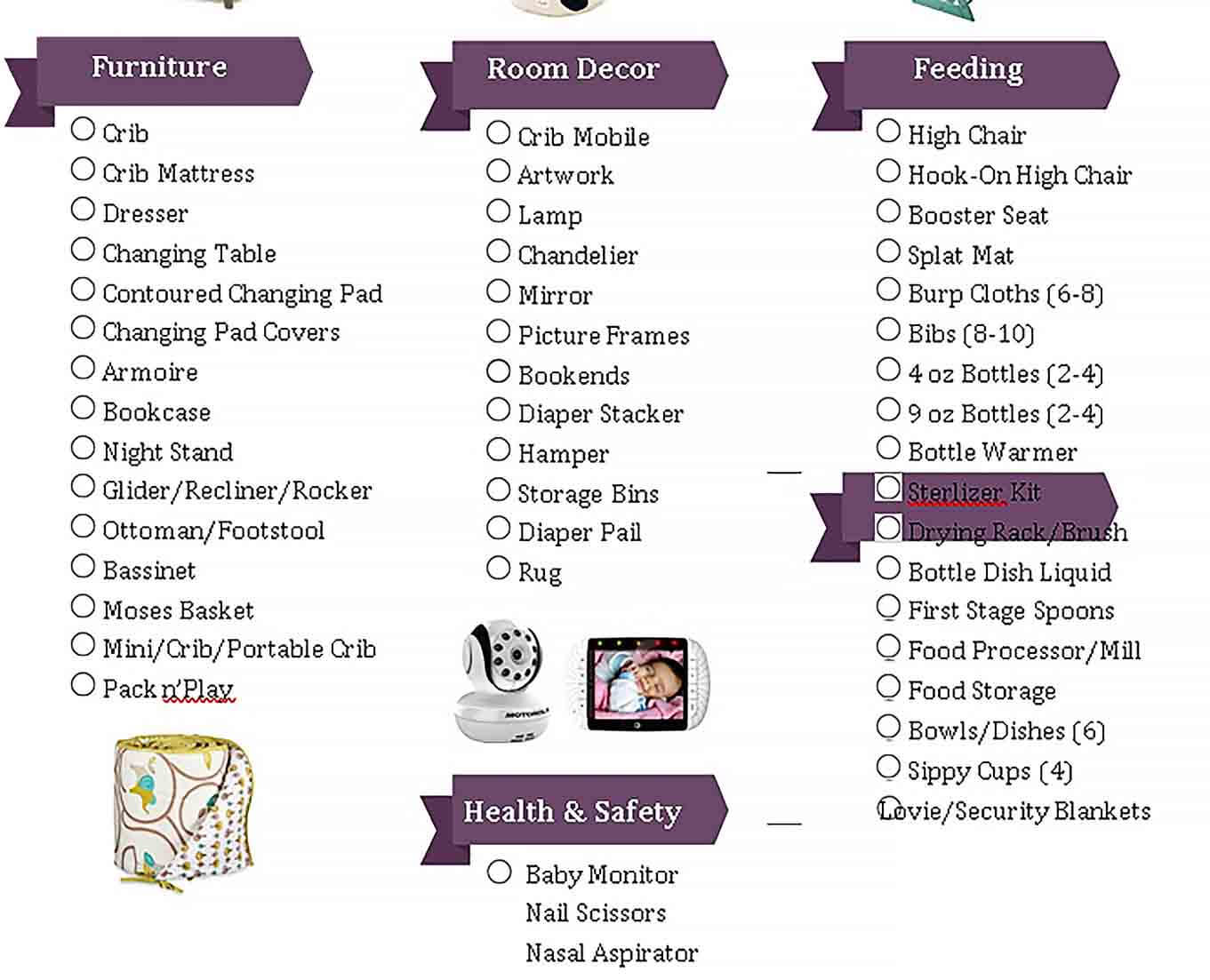 Sample Baby Registry Checklist for First Time Moms