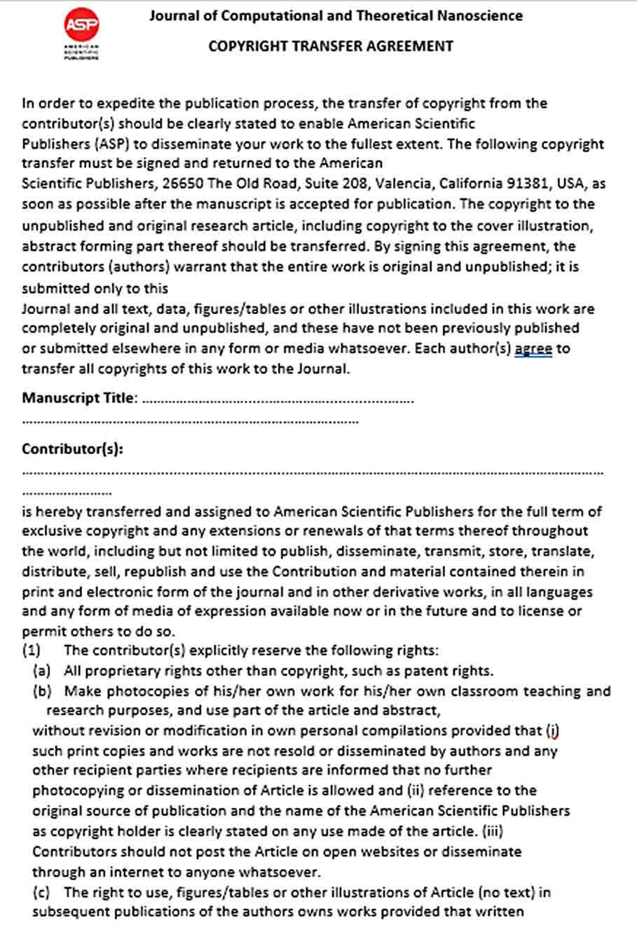 Sample Copyright Transfer Agreement Example