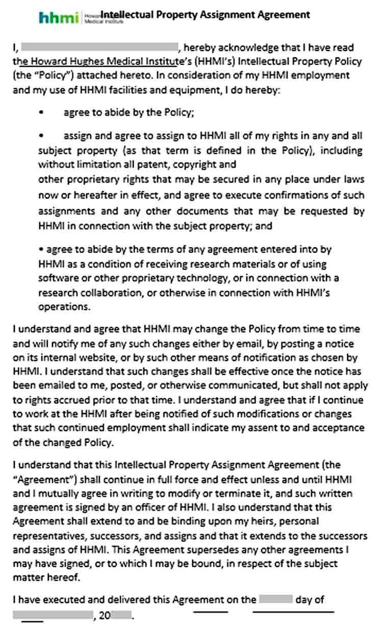 Sample Intellectual Property Assignment Agreement