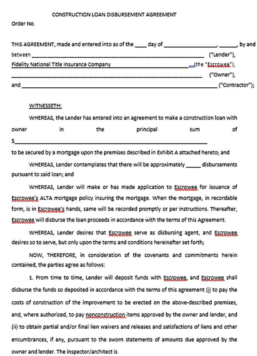 Sample Official Construction Loan Agreement Template