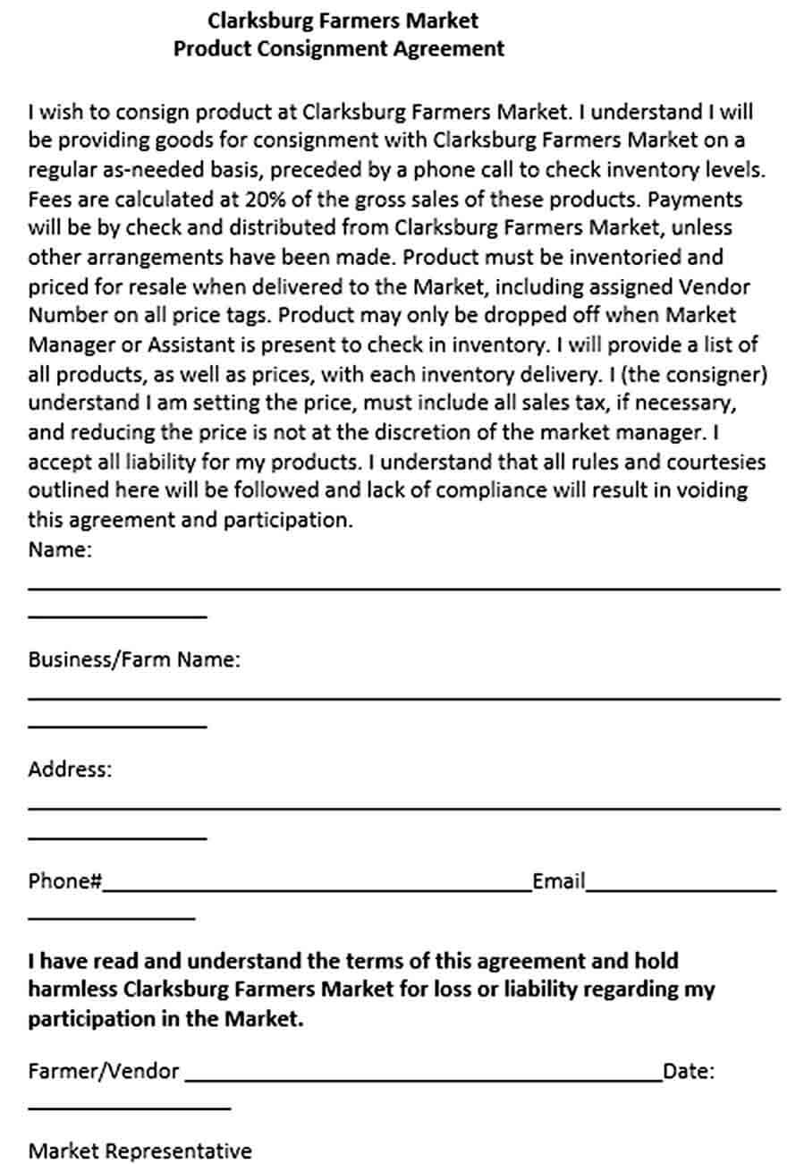 Sample Product Consignment Agreement Template
