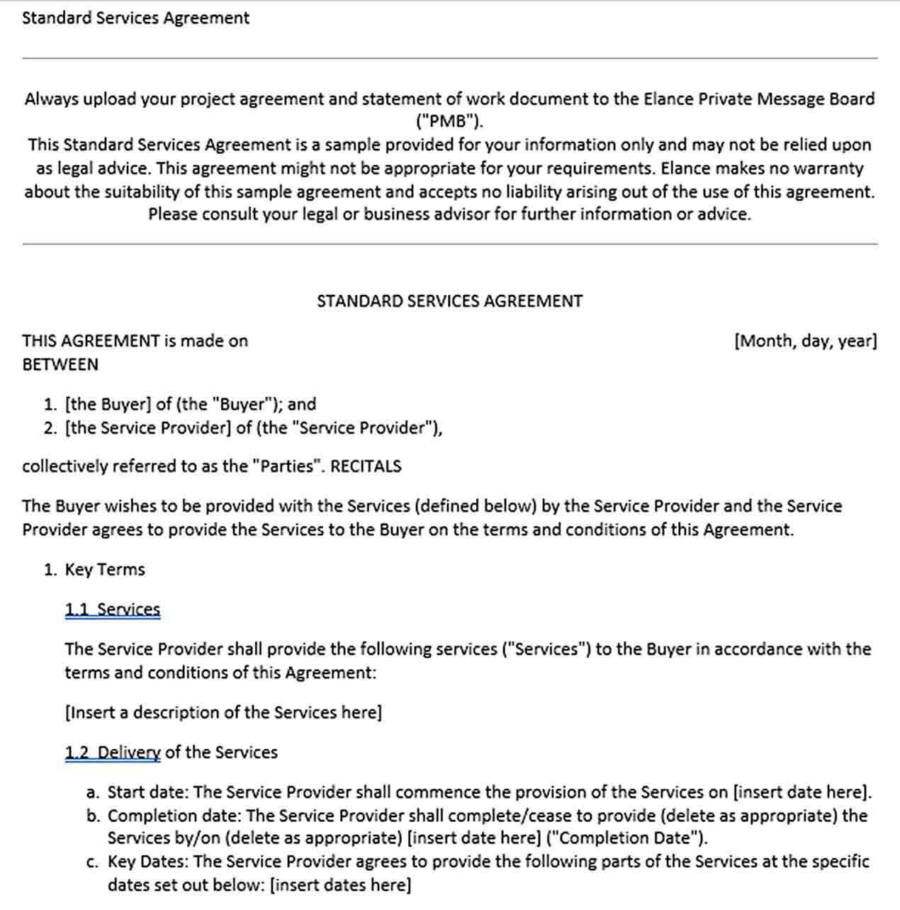 Sample Service Agent Agreement Template