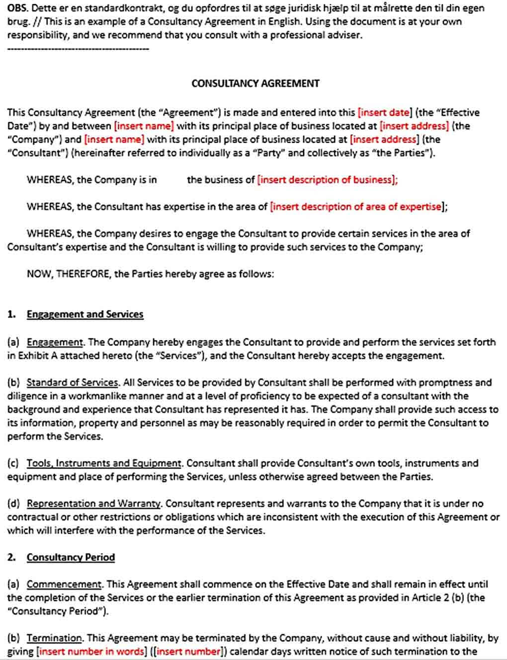 Sample Standard Consulting Agreement