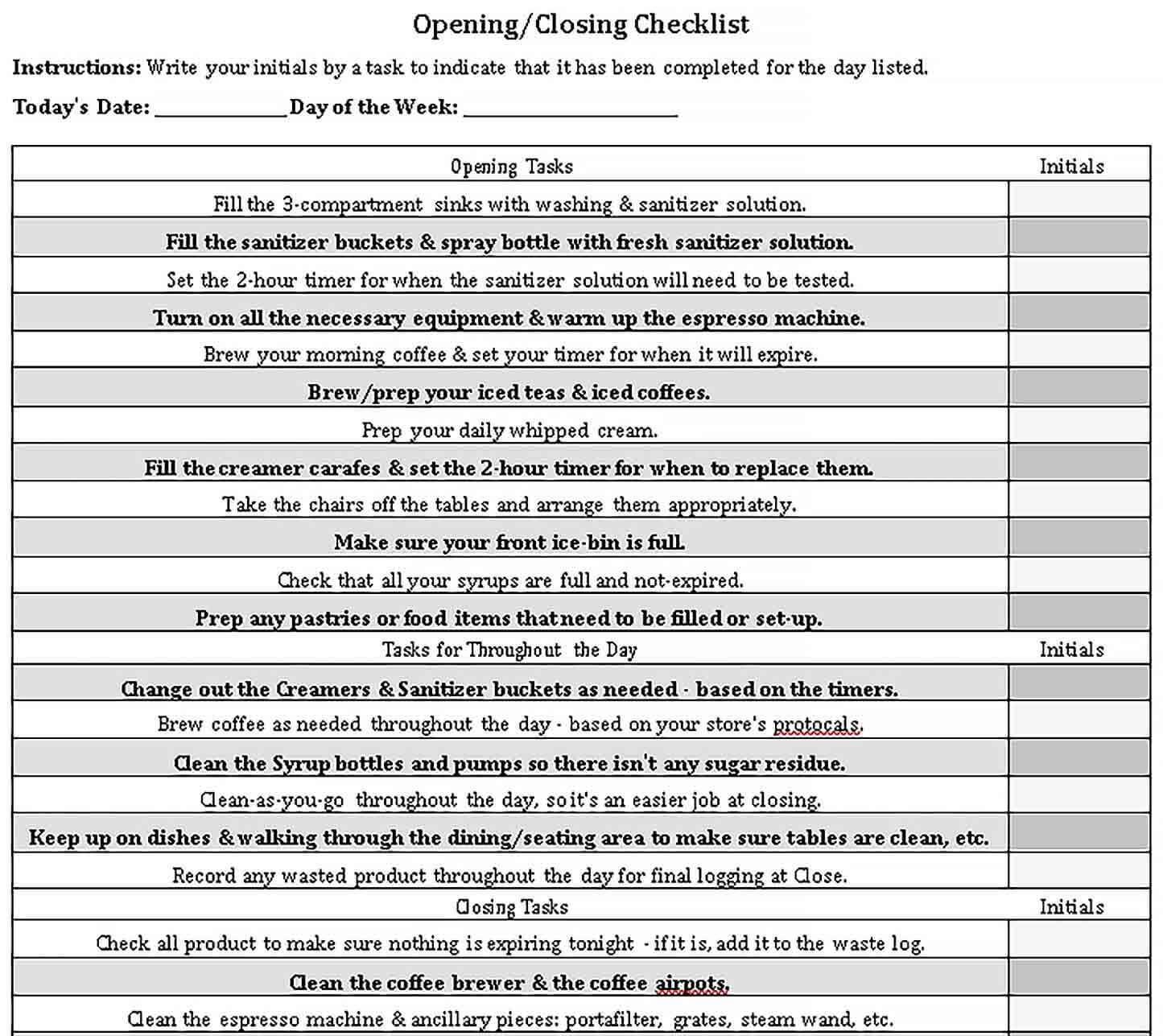 opening checklist 2