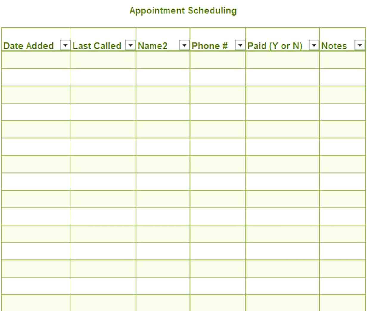 Appointment Scheduling Template