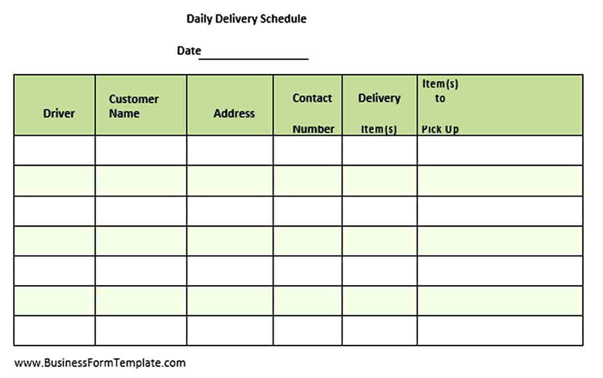 Company Daily Delivery Schedule Template PDF Download
