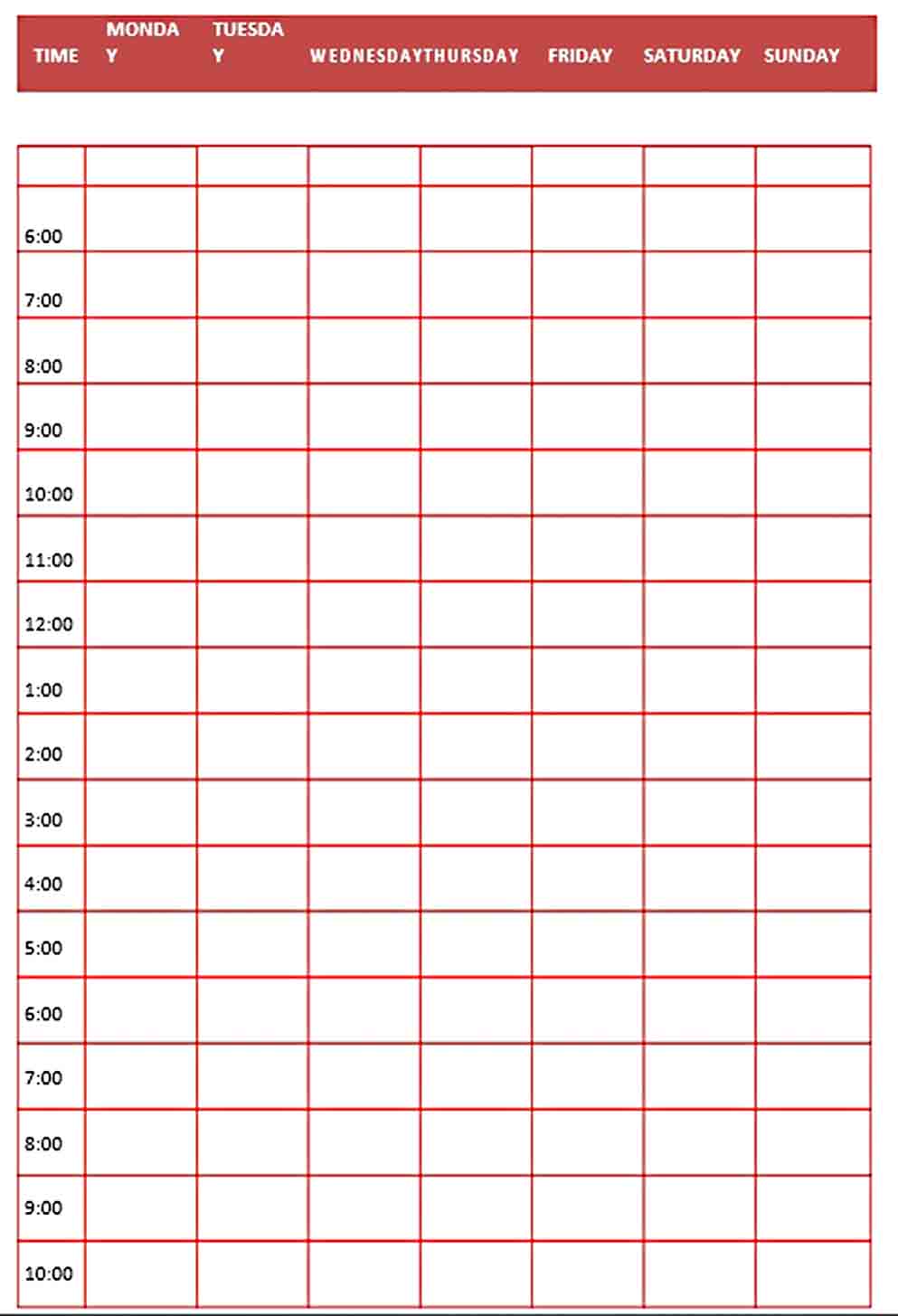 Daily Employee Schedule Template Free Download