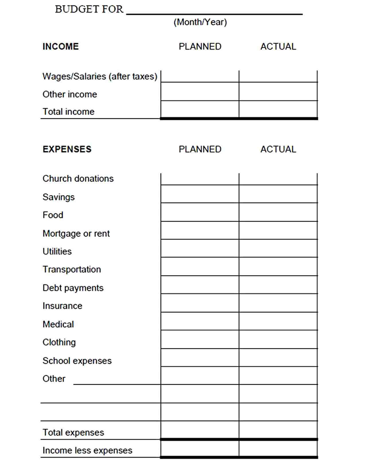 Family Budget Worksheet Template in PDF