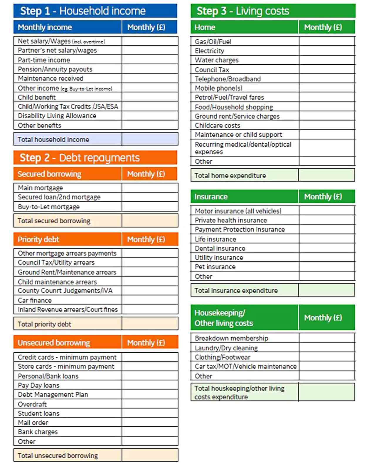 Household Budget Planner PDF