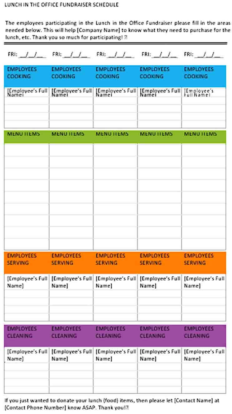 Office Lunch Schedule Template