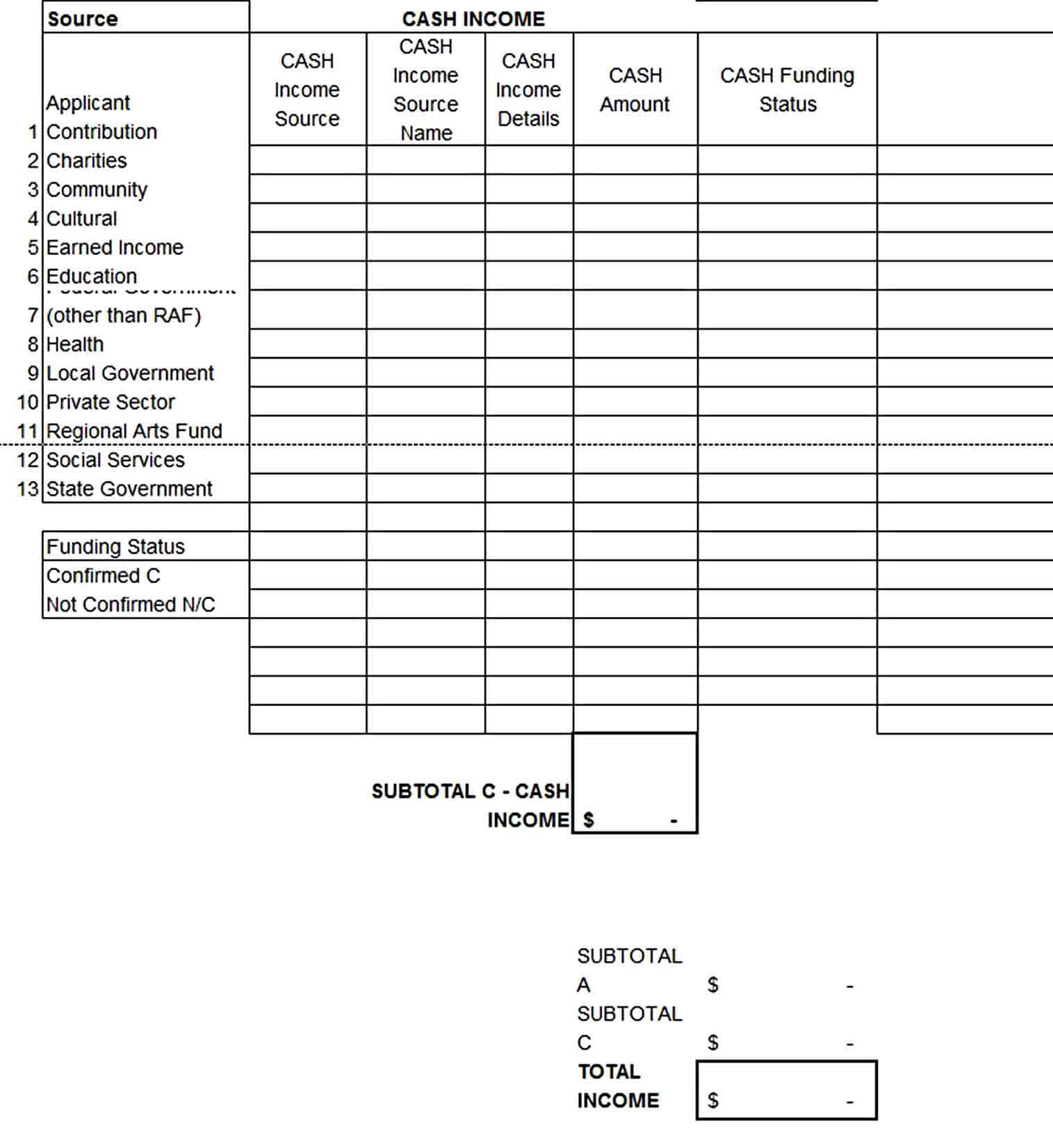 Sample Excel Budget Template
