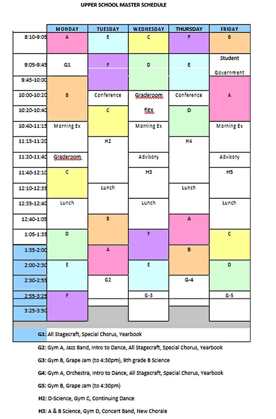 School Master Schedule