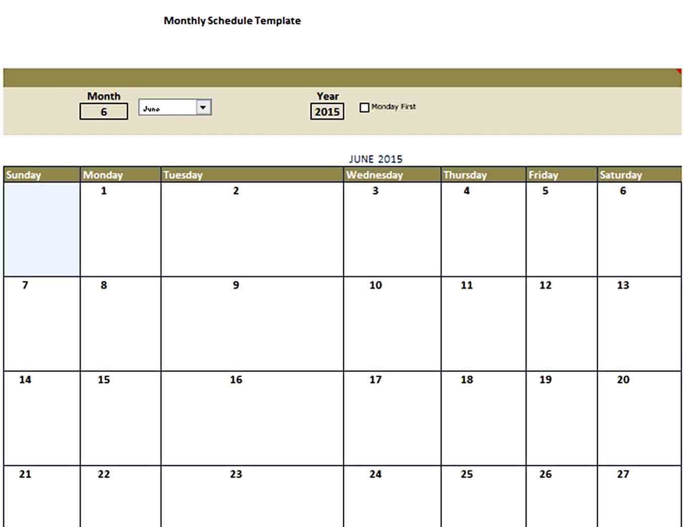 free download monthly schedule template