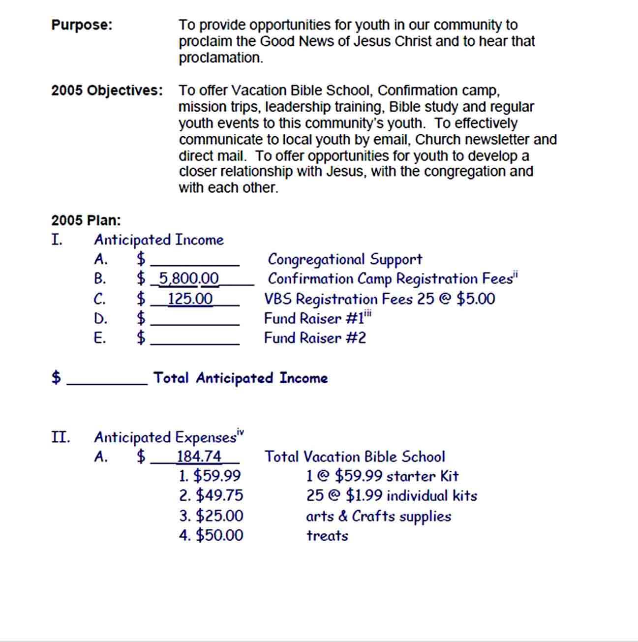 youth church budget template pdf File