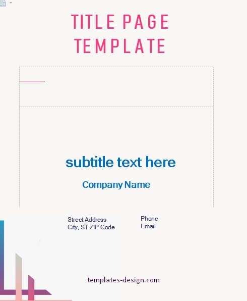 Title Page free word template