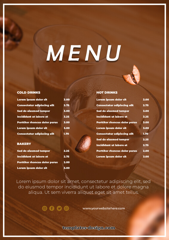 coffee shop menu in photoshop