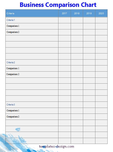 comparison chart customizable word design template
