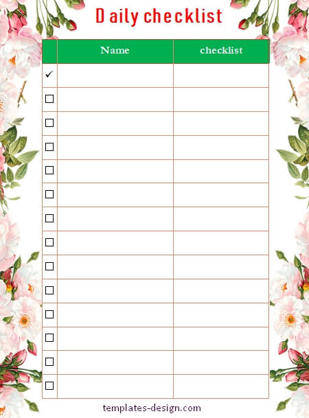 daily checklist free download word