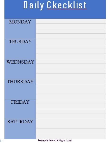 daily checklist in word free download