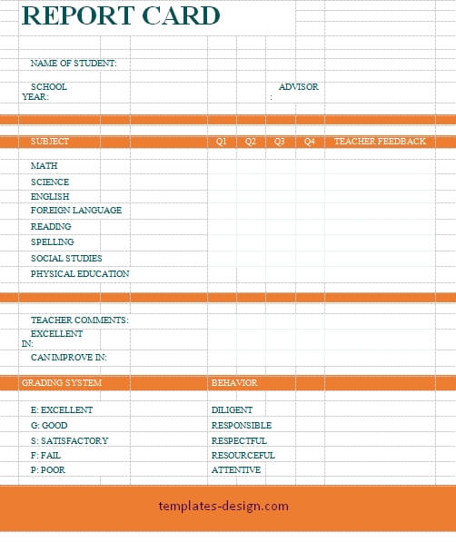homeschool report card word template free
