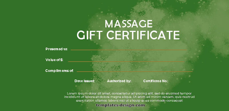 massage gift certificate in psd design