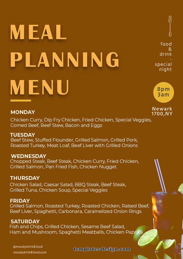 meal planning templates for photoshop