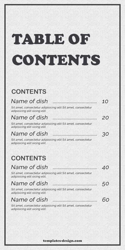 table of contents templates psd