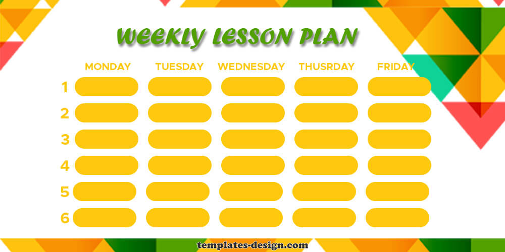 weekly lesson plan psd