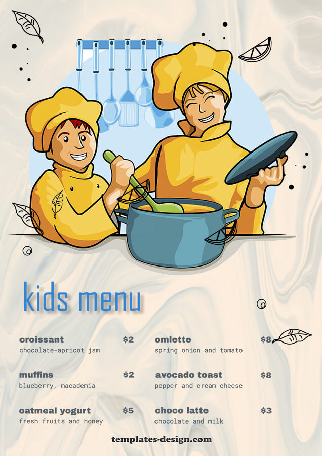 kids menu in psd design
