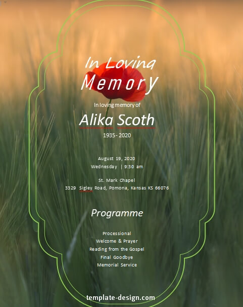 memorial program free download word