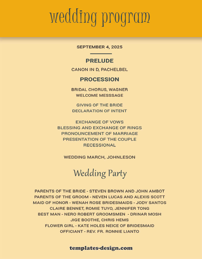 wedding program customizable psd design templates