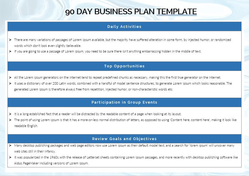 90 day business plan template 4