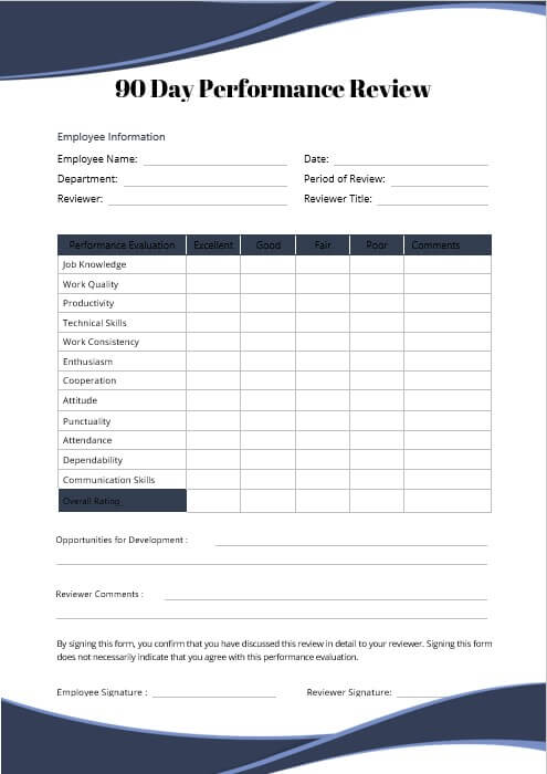 90 day performance review template 2