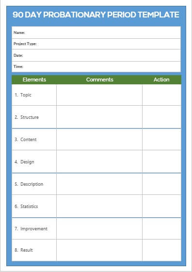 90 day probationary period template 1